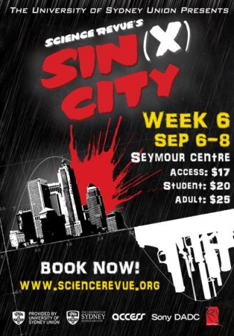 SIN(x) City, Science Revue, Sydney University Science Revue, Science, Comedy, Variety Show, Revue, Maths, Sketch Comedy, Sketch, Noir, Music